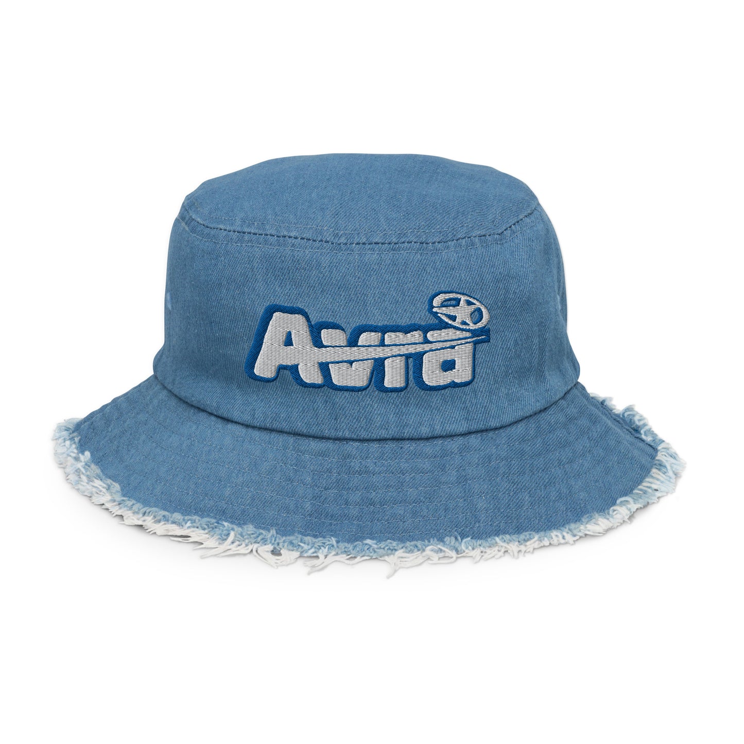 Distressed denim bucket hat